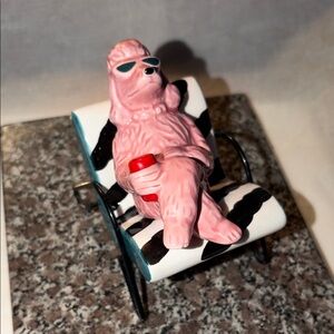Pink Poodle Sunglasses Salt and Pepper with Leopard print ceramic chair